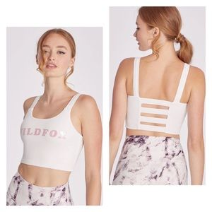 WILDFOX White Pink Ladder Back Dry Wick Sports Bra NWT